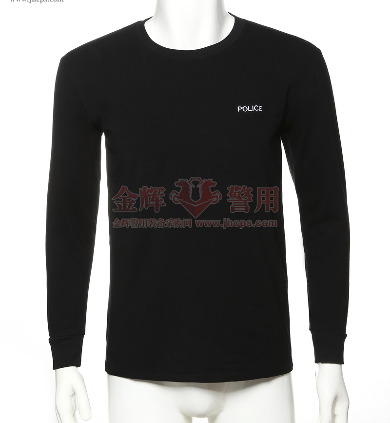 警察製式長袖T恤（xù）  警用（yòng）內穿圓領針織長（zhǎng）袖T恤衫 （白色字）