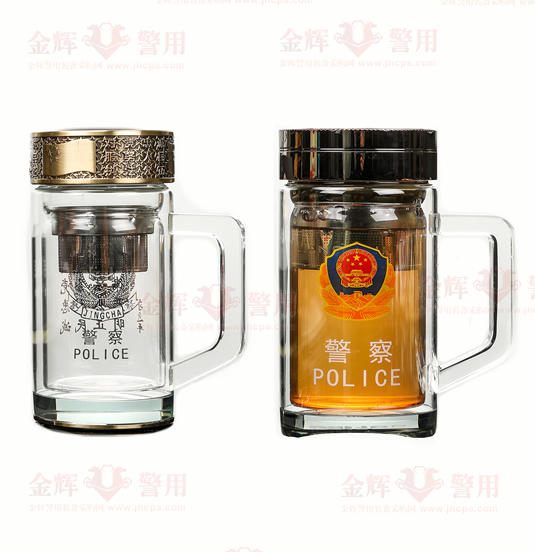 警用（yòng）手柄茶杯 警察手柄泡茶杯 原裝正版（bǎn）警用文化紀念水杯 高（gāo）硼矽警察雙層真空杯